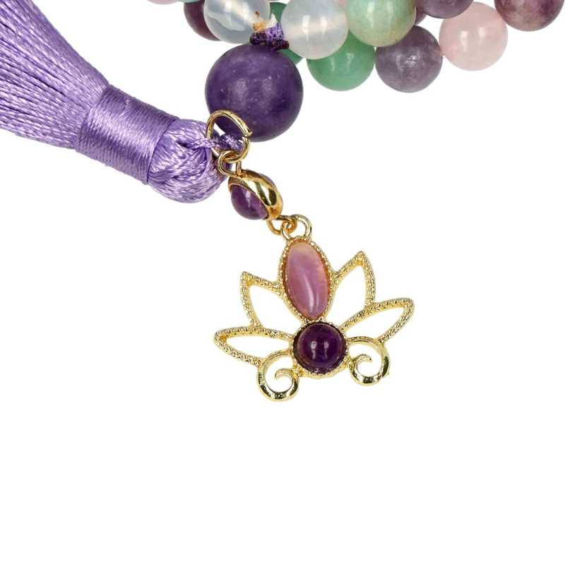 Mala lotus, lepidoliet, amazoniet, witte agaat & rozenkwarts