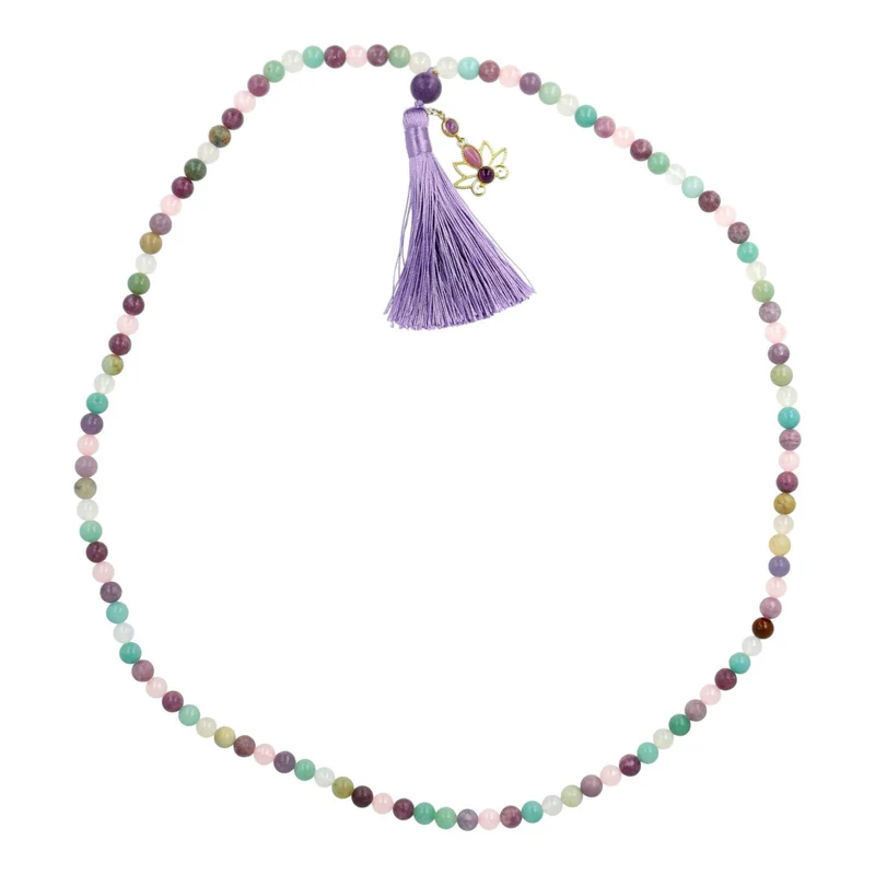 Mala lotus, lepidoliet, amazoniet, witte agaat & rozenkwarts