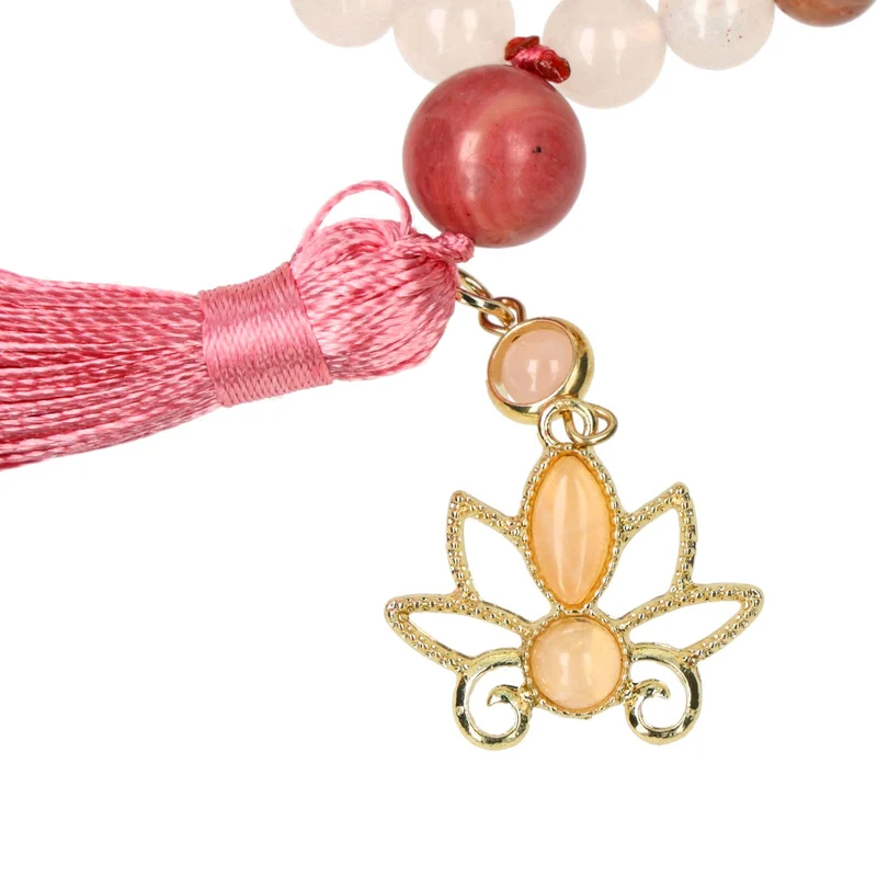 Mala lotus, rhodoniet, rozenkwarts & witte agaat