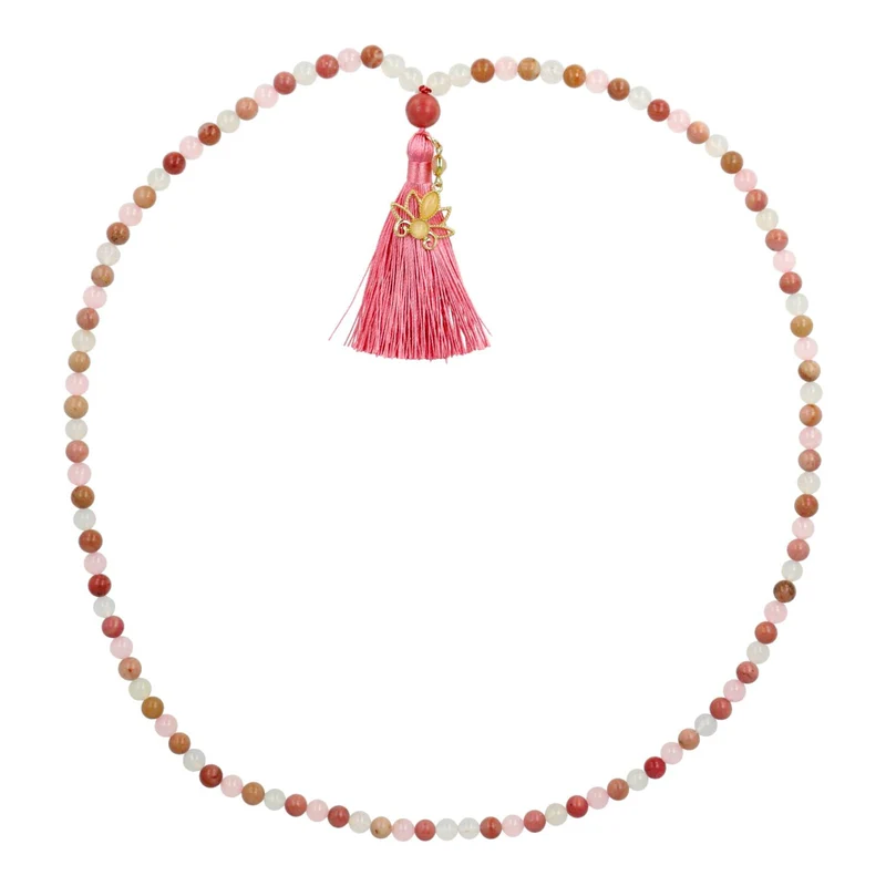 Mala lotus, rhodoniet, rozenkwarts & witte agaat