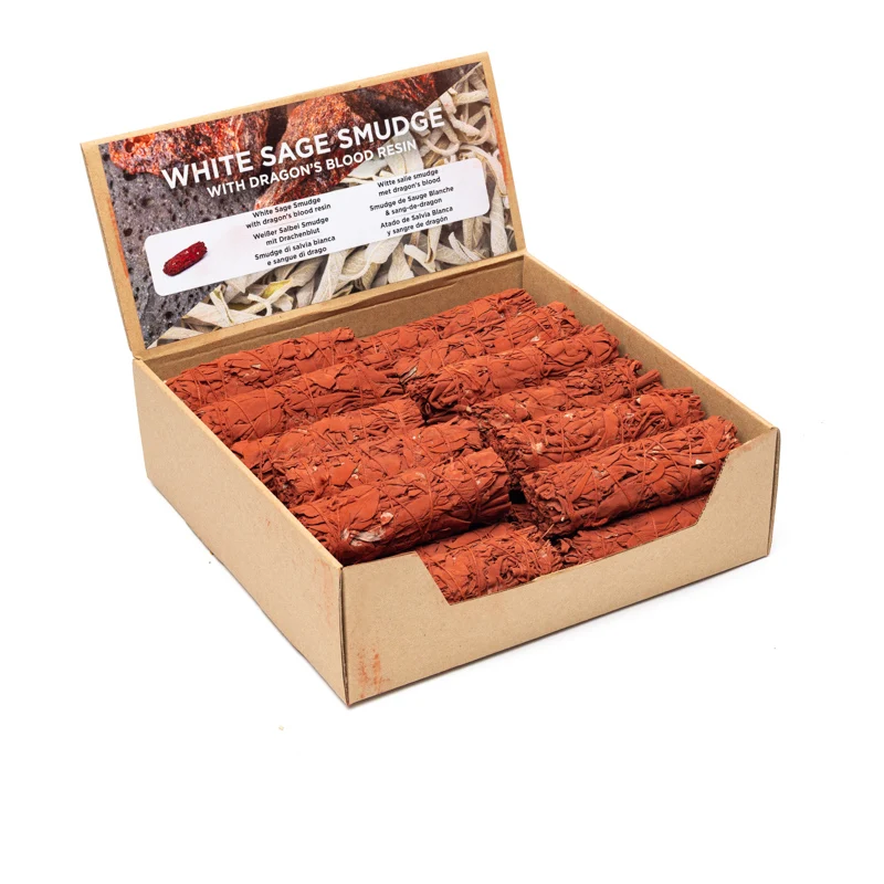 Witte salie smudge & dragon's blood S per 24 in display