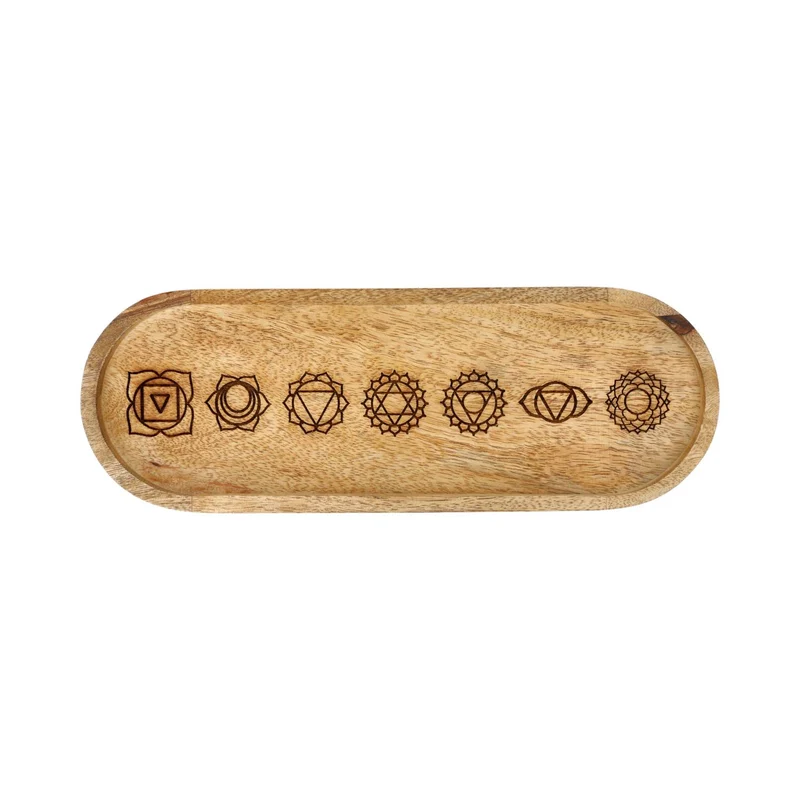 Ovaal Dienblad 7 Chakra Mangohout