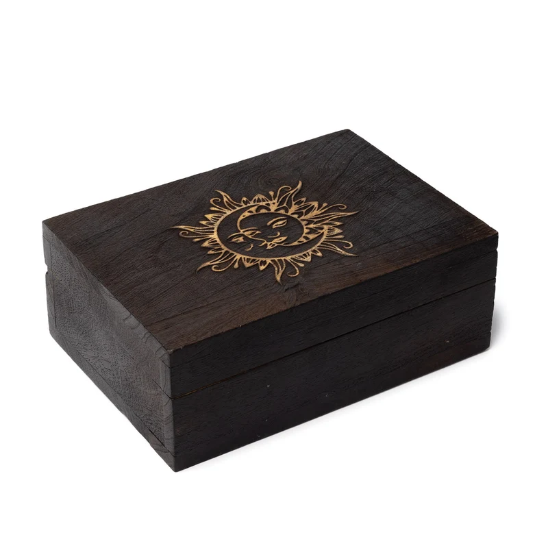 Tarotdoos Maan & Zon Zwart Mangohout