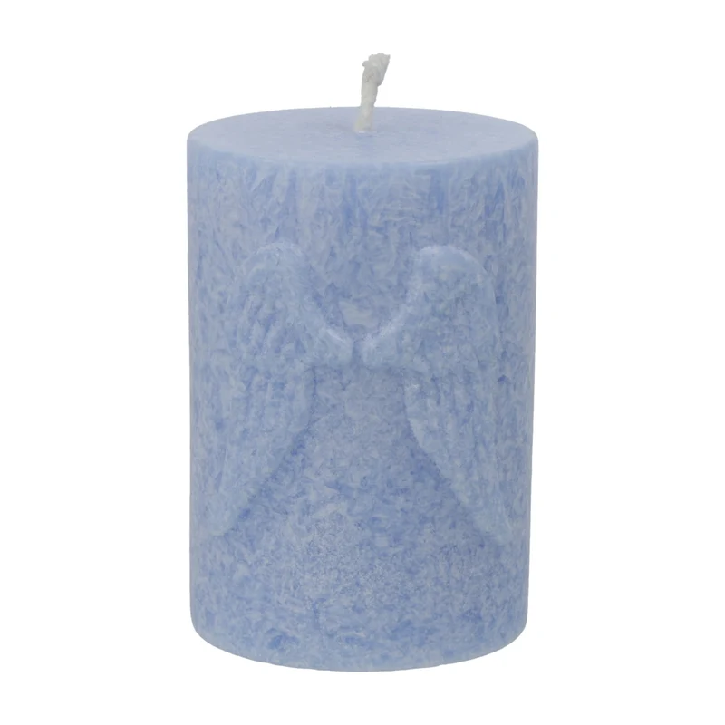 Votiefkaars met reliëf Engelenvleugels stearine blauw