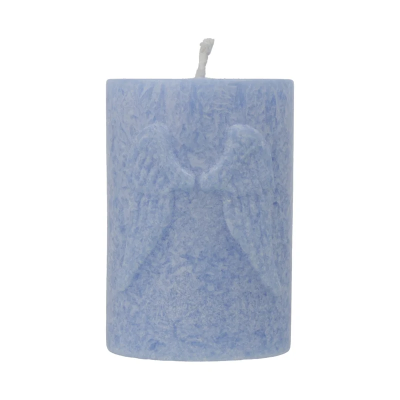 Votiefkaars met reliëf Engelenvleugels stearine blauw