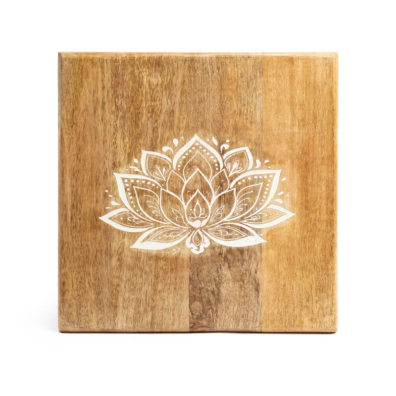 Altaartafeltje vierkant Lotus motief mangohout whitewash