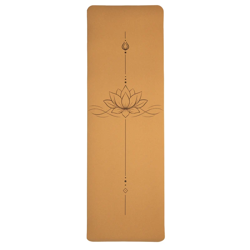 Yogi & Yogini Yogamat Cork / TPE lijnwerk Lotus