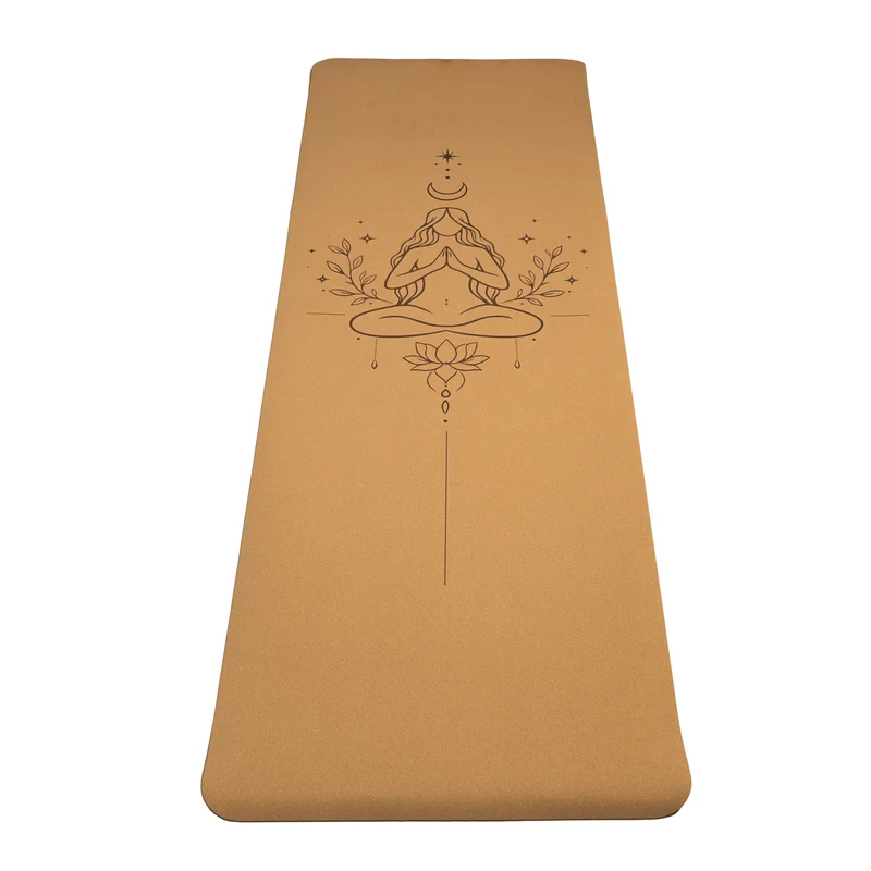 Yogi & Yogini Yogamat Cork / TPE lijnwerk Goddelijk Vrouwelijke