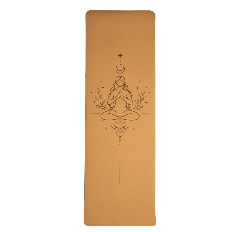 Yogi & Yogini Yogamat Cork / TPE lijnwerk Goddelijk Vrouwelijke