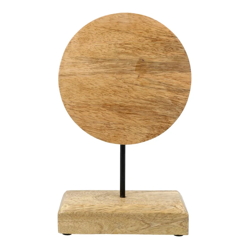 Deco Maanfasen mangohout met zwarte toermalijn & pyriet op voet