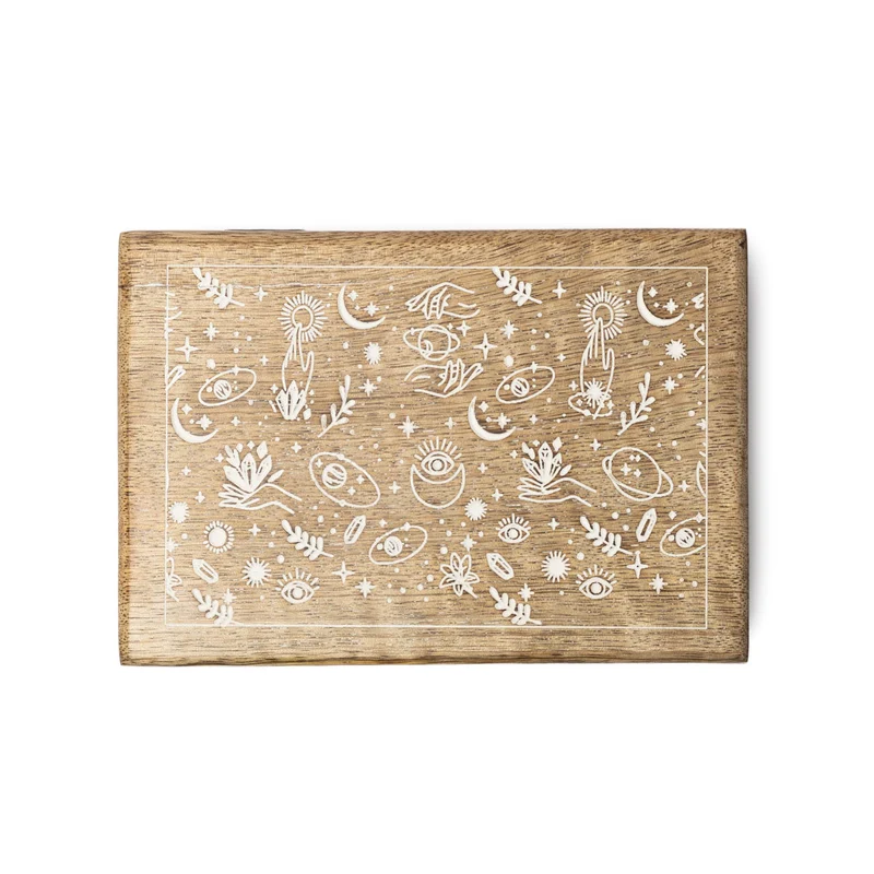 Tarotdoos Mystiek Ontwerp Mangohout Whitewash
