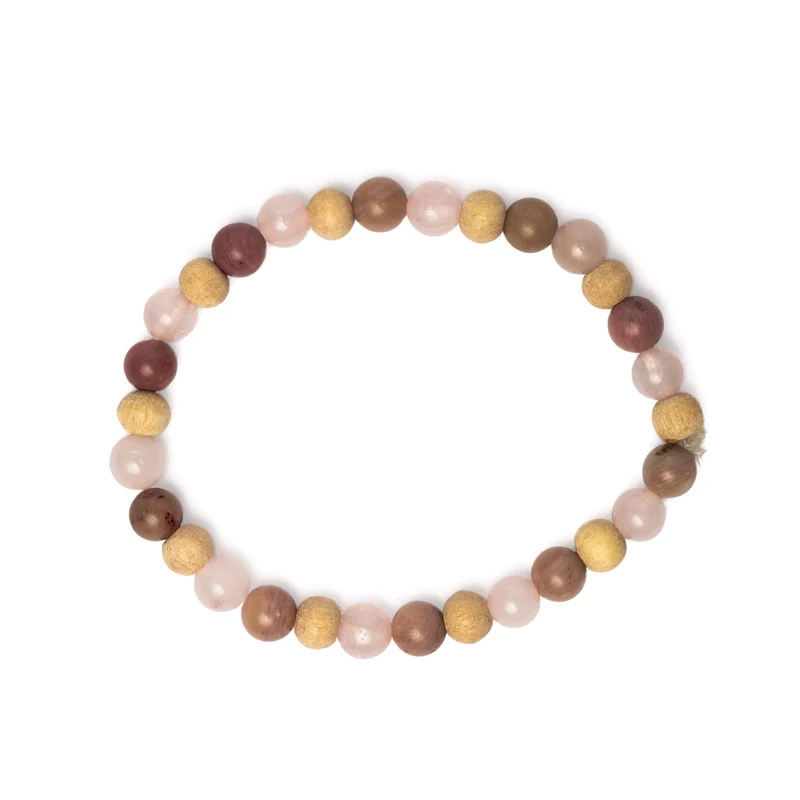 Armband thuliet, rozenkwarts en tulsi