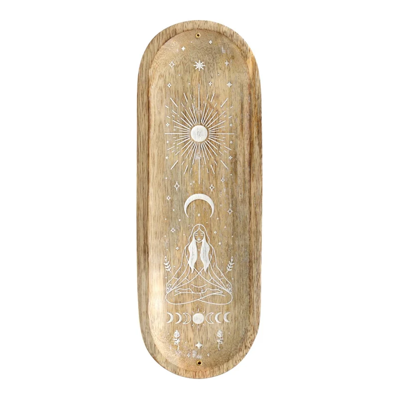 Ovale Wierookhouder Cosmic Rituals Design Mangohout Whitewash