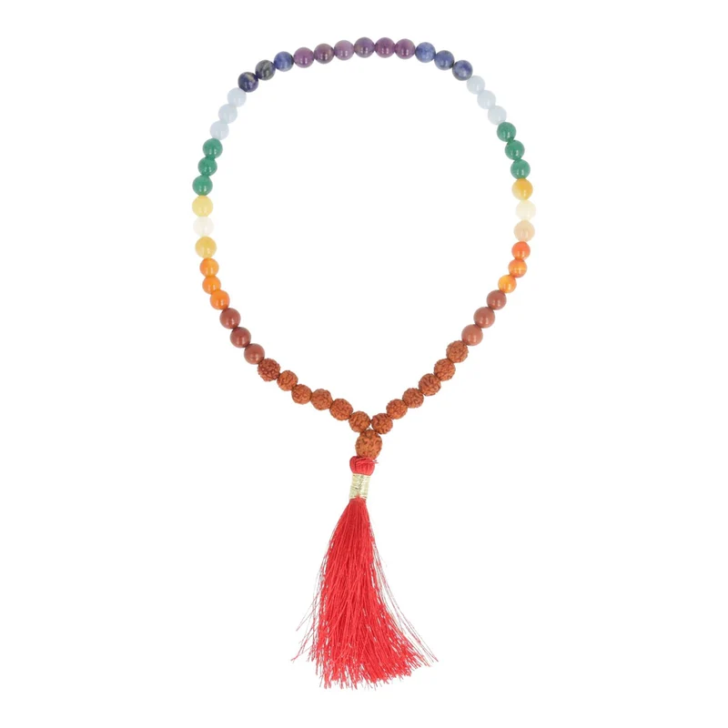 Reis mala 54 kralen rudraksha met chakra edelstenen