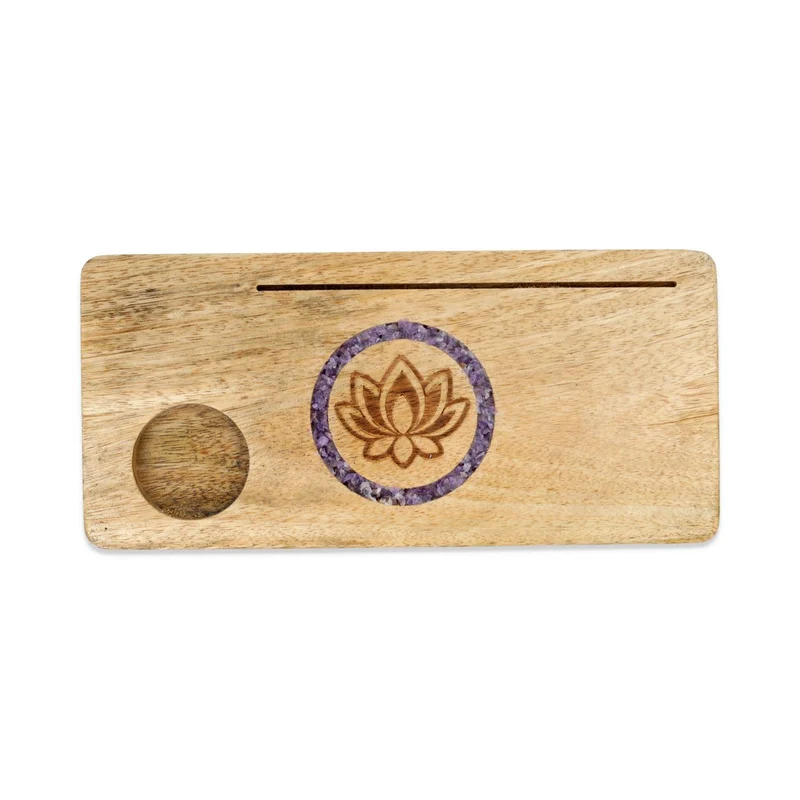 Kaarthouder Lotus amethist mangohout