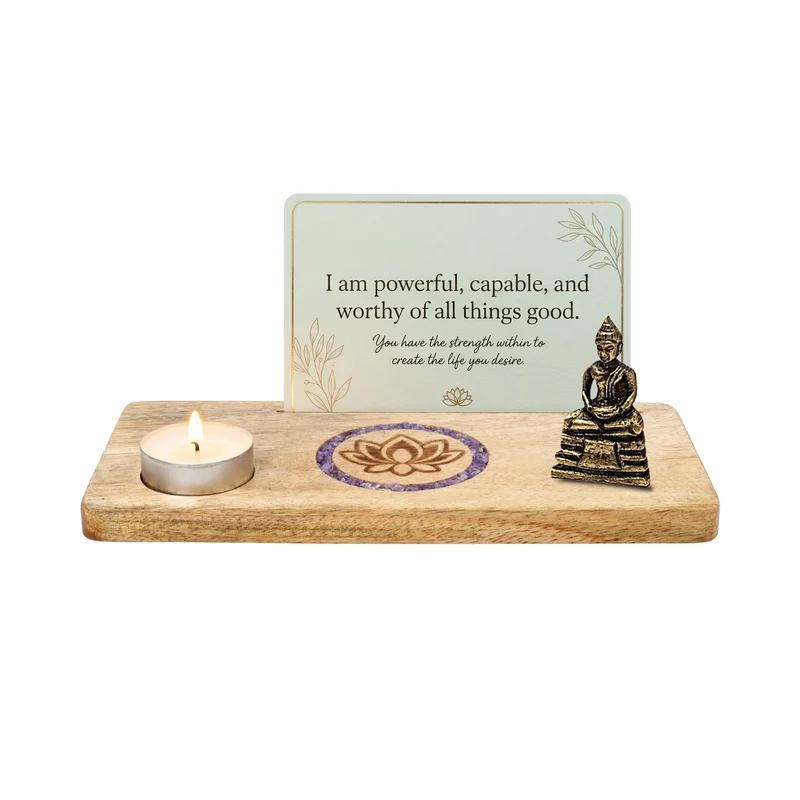 Kaarthouder Lotus amethist mangohout