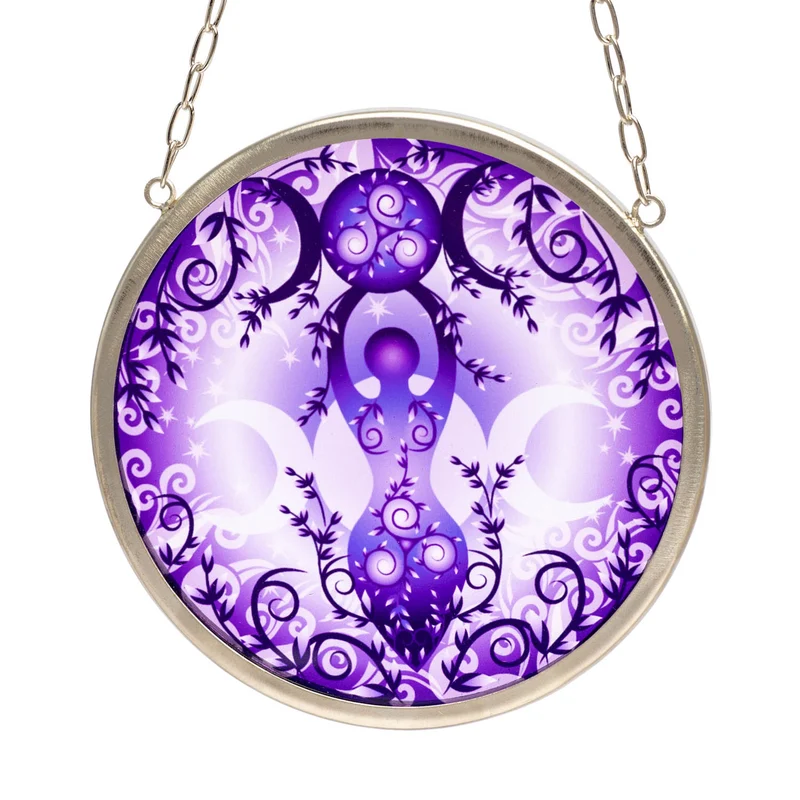 Raamdecoratie glas Godin rond