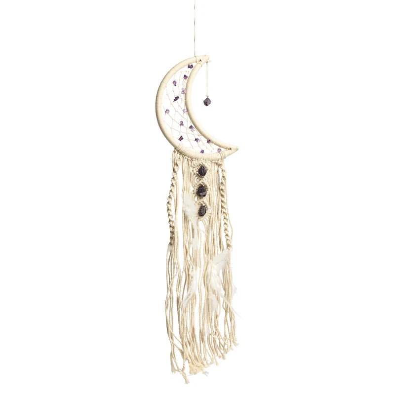 Macramé maan hanger met amethist