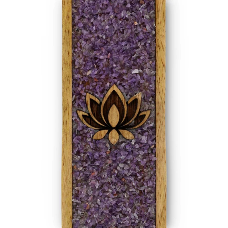 Wierookhouder Lotus amethist mangohout