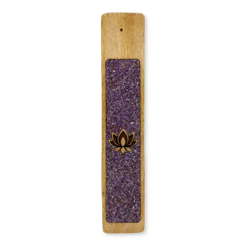 Wierookhouder Lotus amethist mangohout