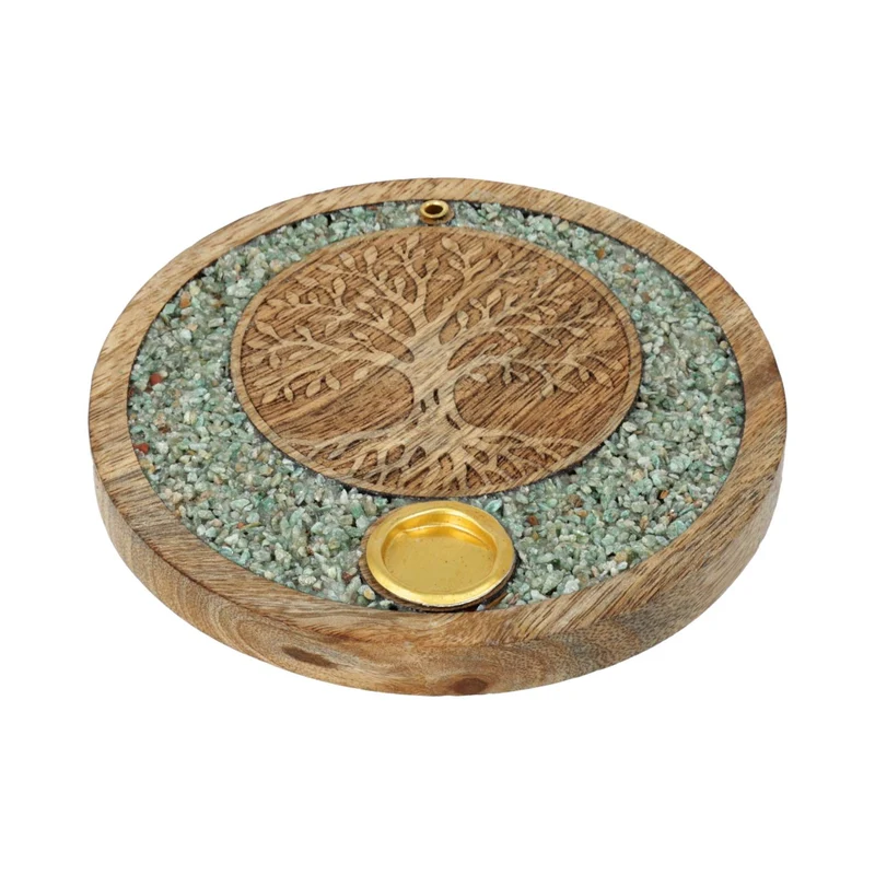 Wierookkegelhouder Tree of life amazoniet mangohout