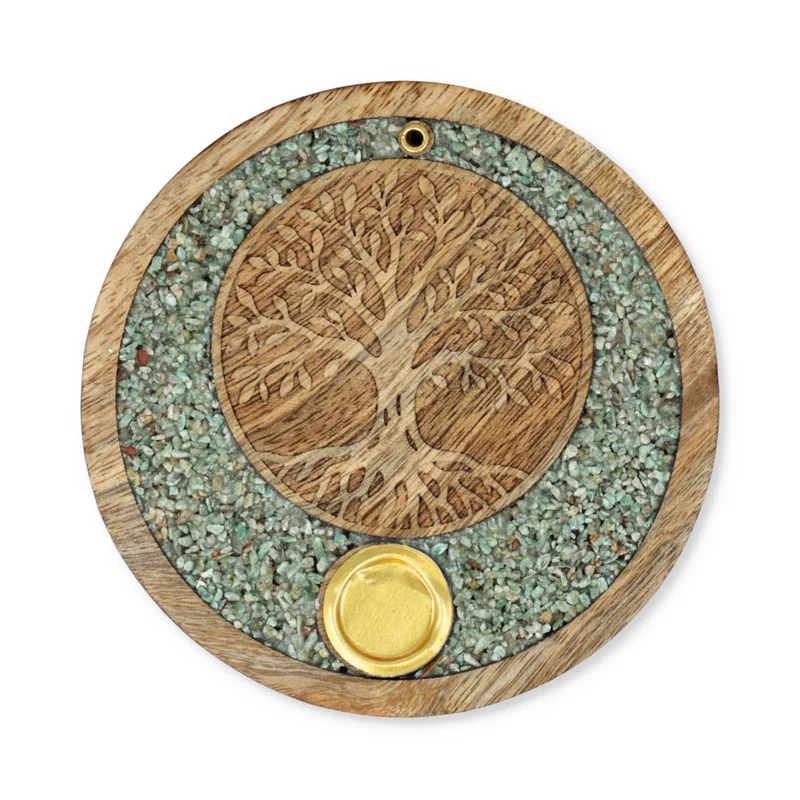 Wierookkegelhouder Tree of life amazoniet mangohout
