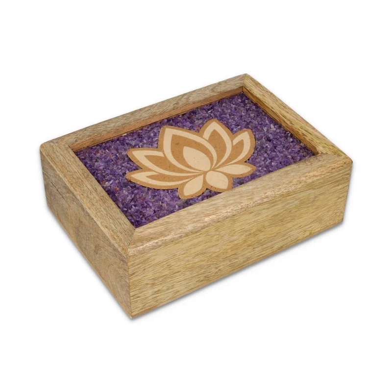 Tarot sieradendoos Lotus amethist mangohout