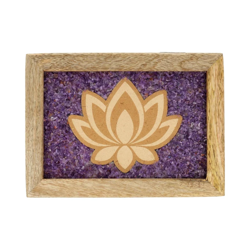 Tarot sieradendoos Lotus amethist mangohout