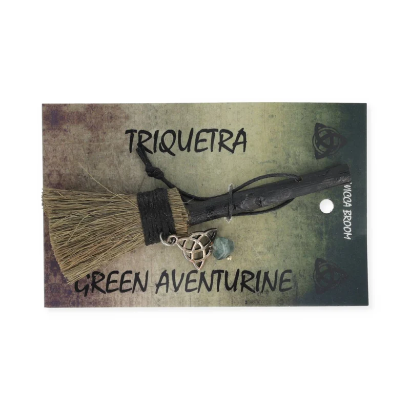 Mini bezem Triquetra met groene aventurijn