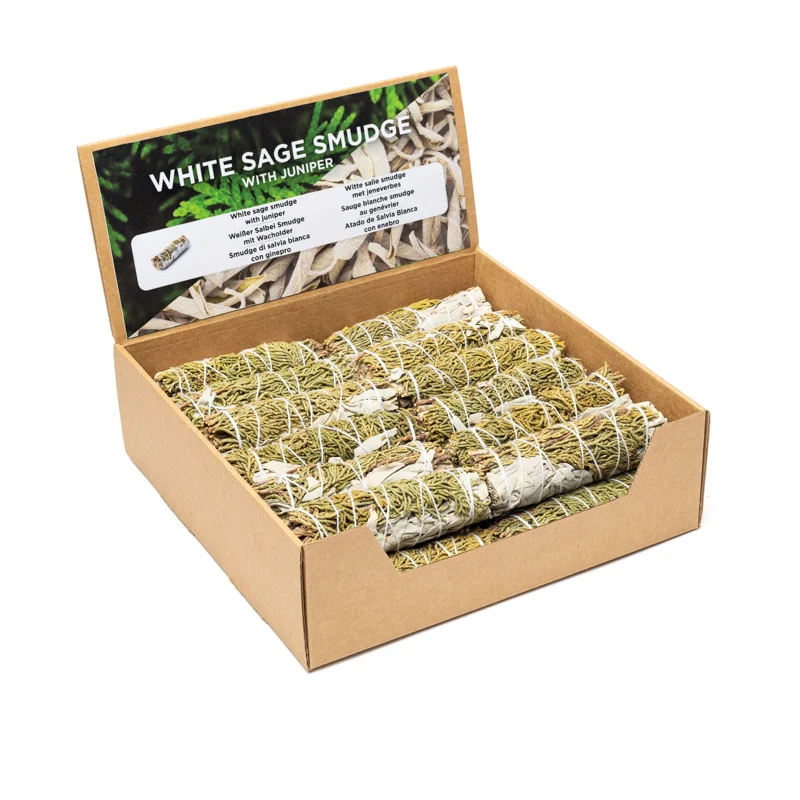 Witte salie smudge met jeneverbes S per 24 in display