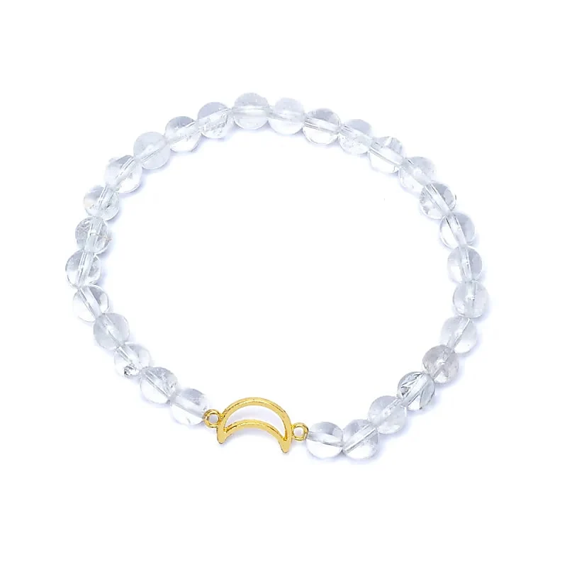 Armband berg kristal elastisch met maan bedel