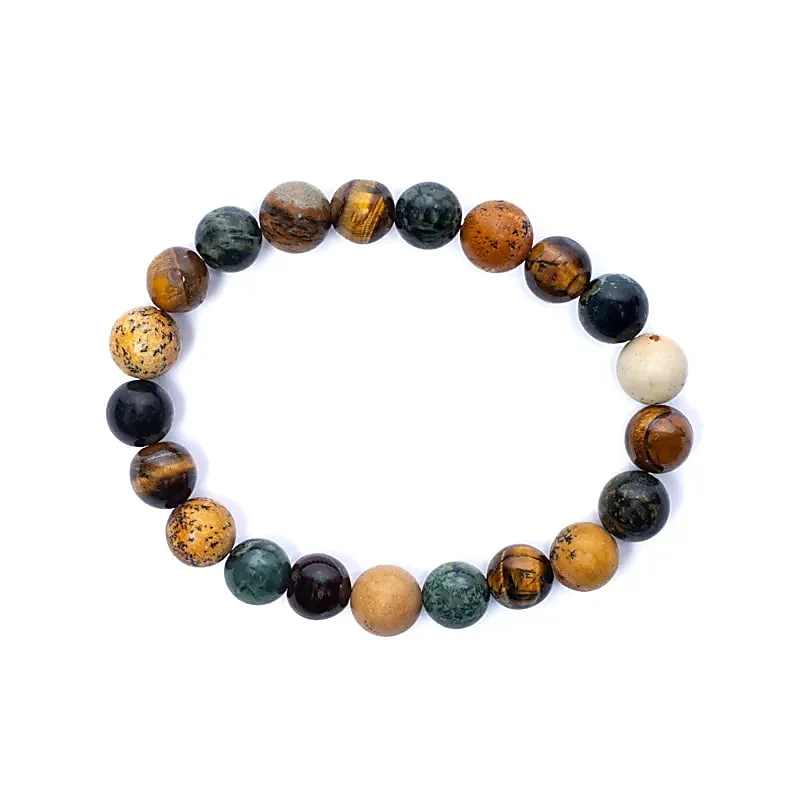 Armband kambaba jaspis/tijgeroog/picture jaspis elastisch