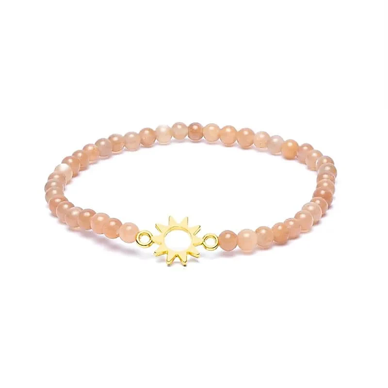 Armband zonnesteen elastisch met zon bedel