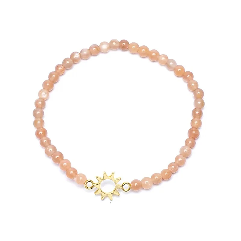 Armband zonnesteen elastisch met zon bedel