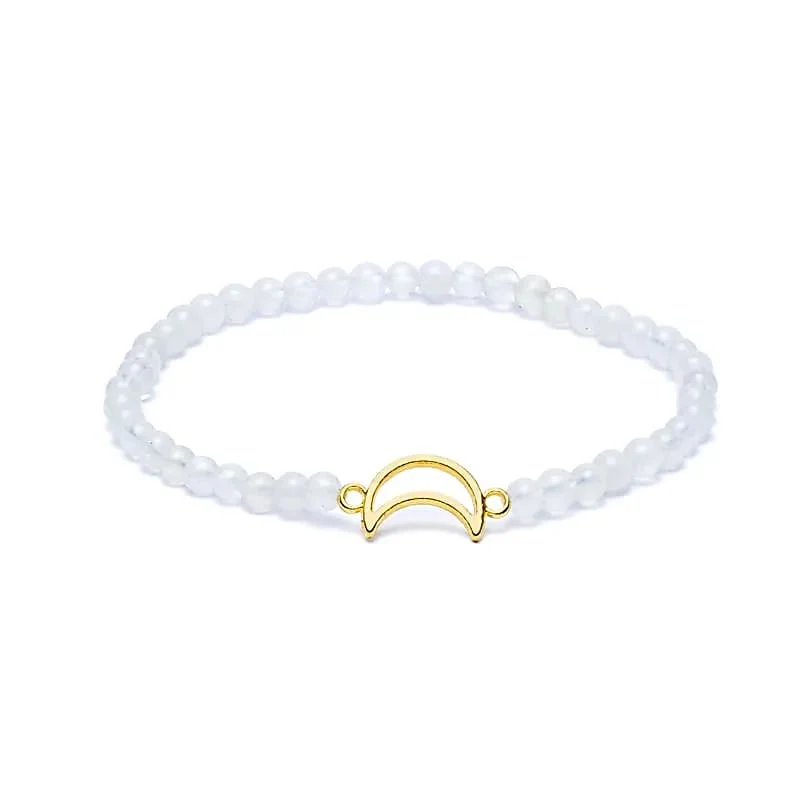 Armband maansteen elastisch met maan bedel