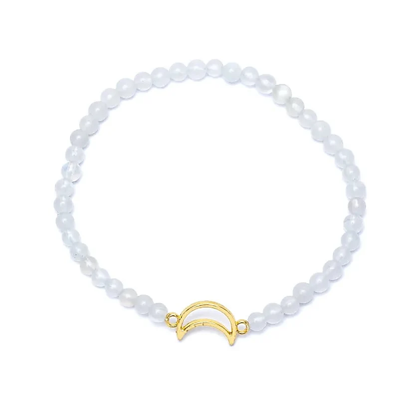 Armband maansteen elastisch met maan bedel