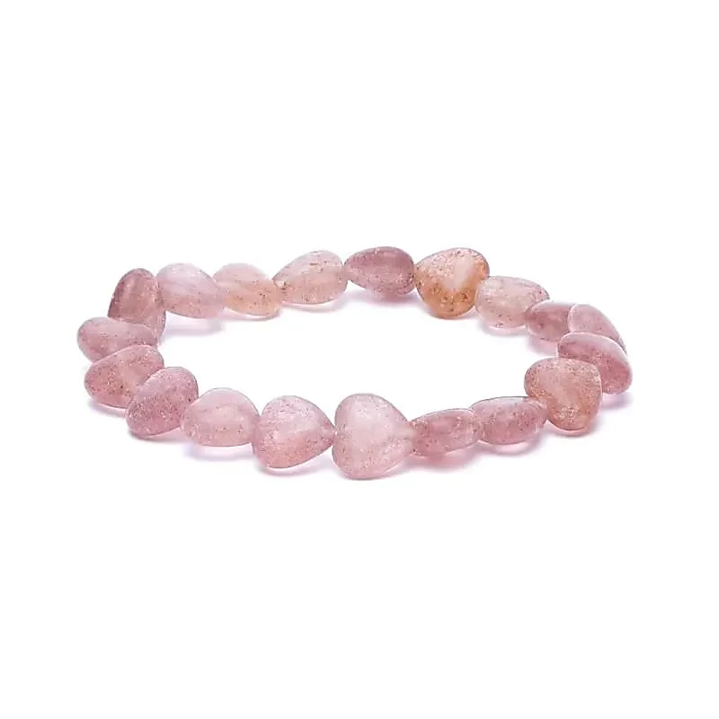Armband aardbeienkwarts elastisch hartvormig