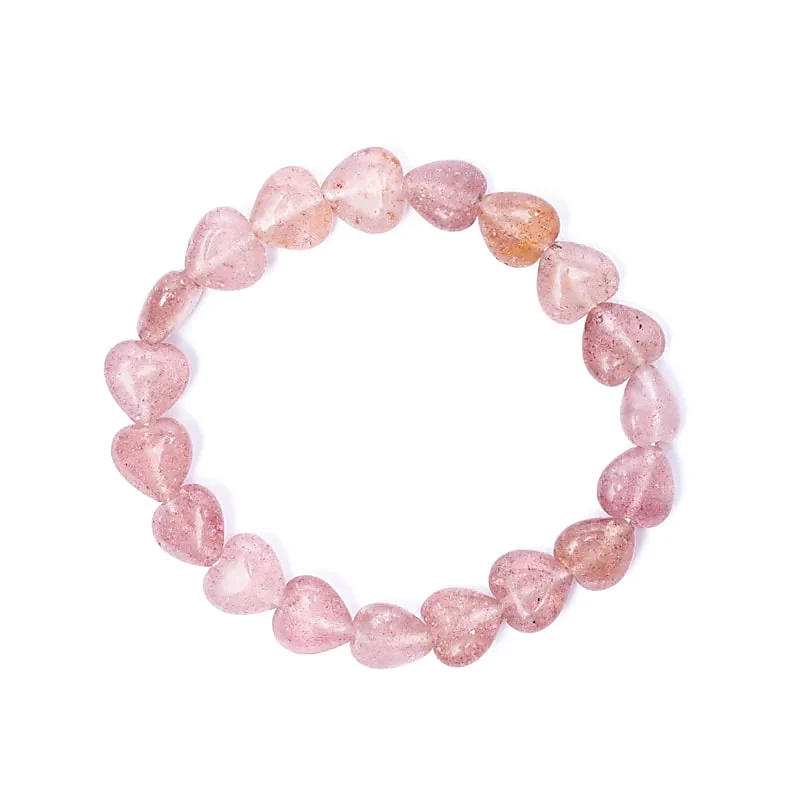 Armband aardbeienkwarts elastisch hartvormig