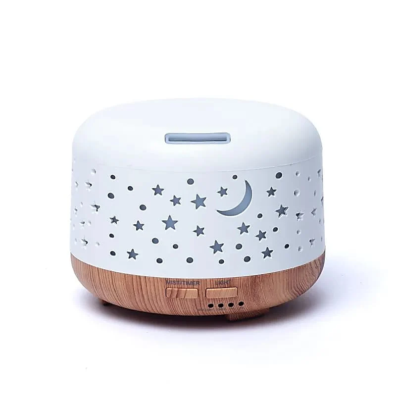 Aroma diffuser Nebula rond wit / houtmotief