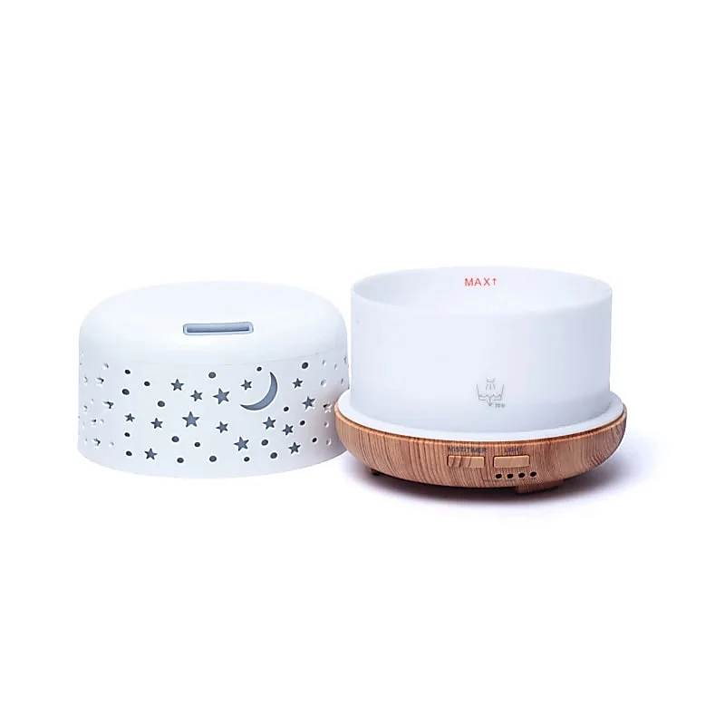 Aroma diffuser Nebula rond wit / houtmotief