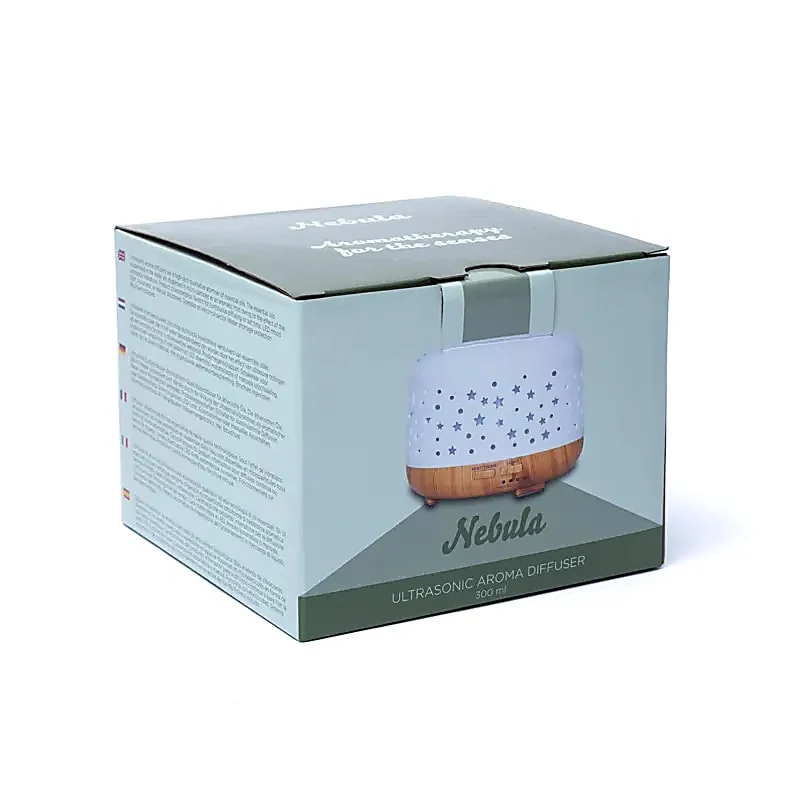 Aroma diffuser Nebula rond wit / houtmotief