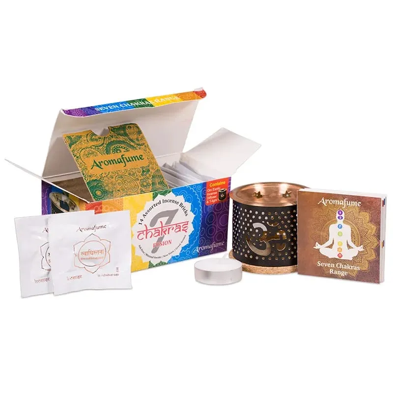 Aromafume Chakra probeerset: Diffuser + wierookblokjes