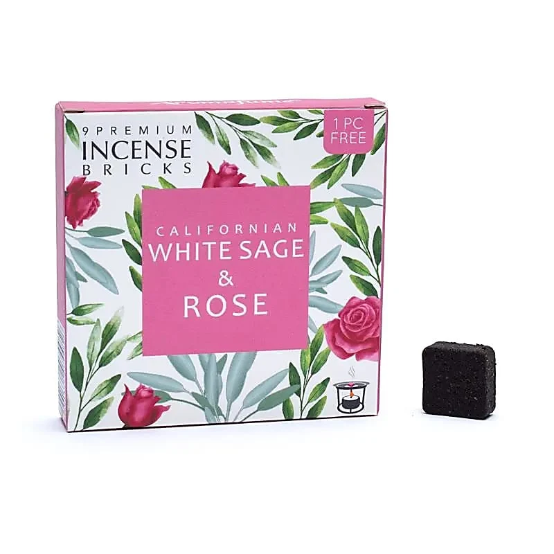 Aromafume wierookblokjes witte salie & roos