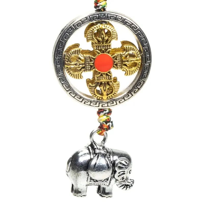 Beschermhanger dubbele dorje met olifant
