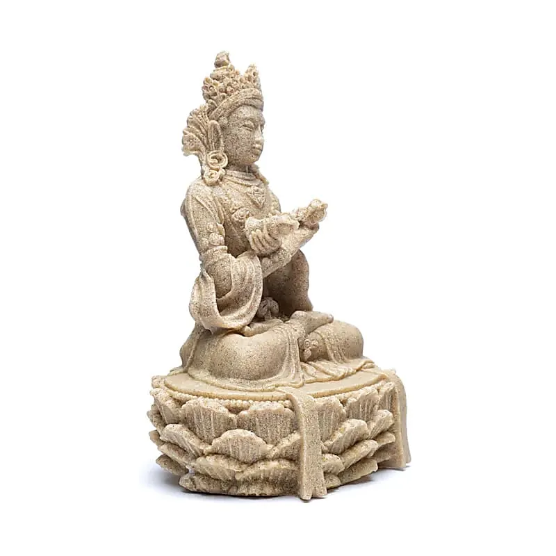 Boeddhabeeld met dorje en bel zandkleur