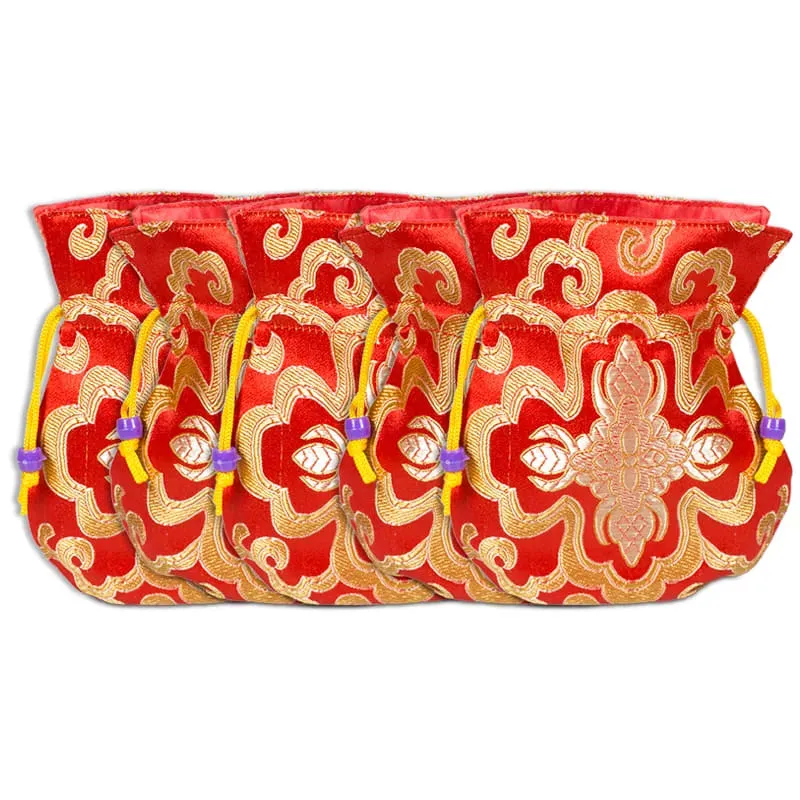 Brokaattasje rood gevoerd met rood
