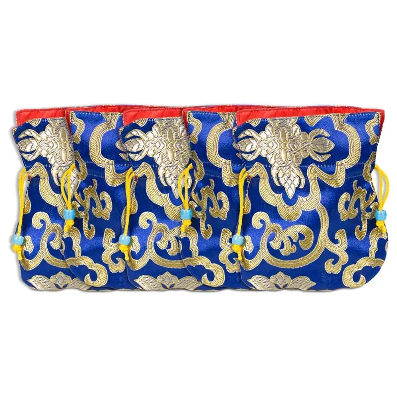 Brokaattasje blauw gevoerd met rood
