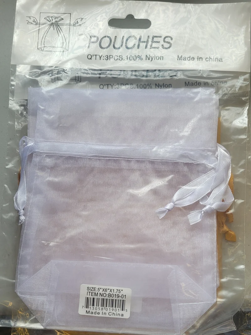 Organza Bags 3pc, White 5x6"
