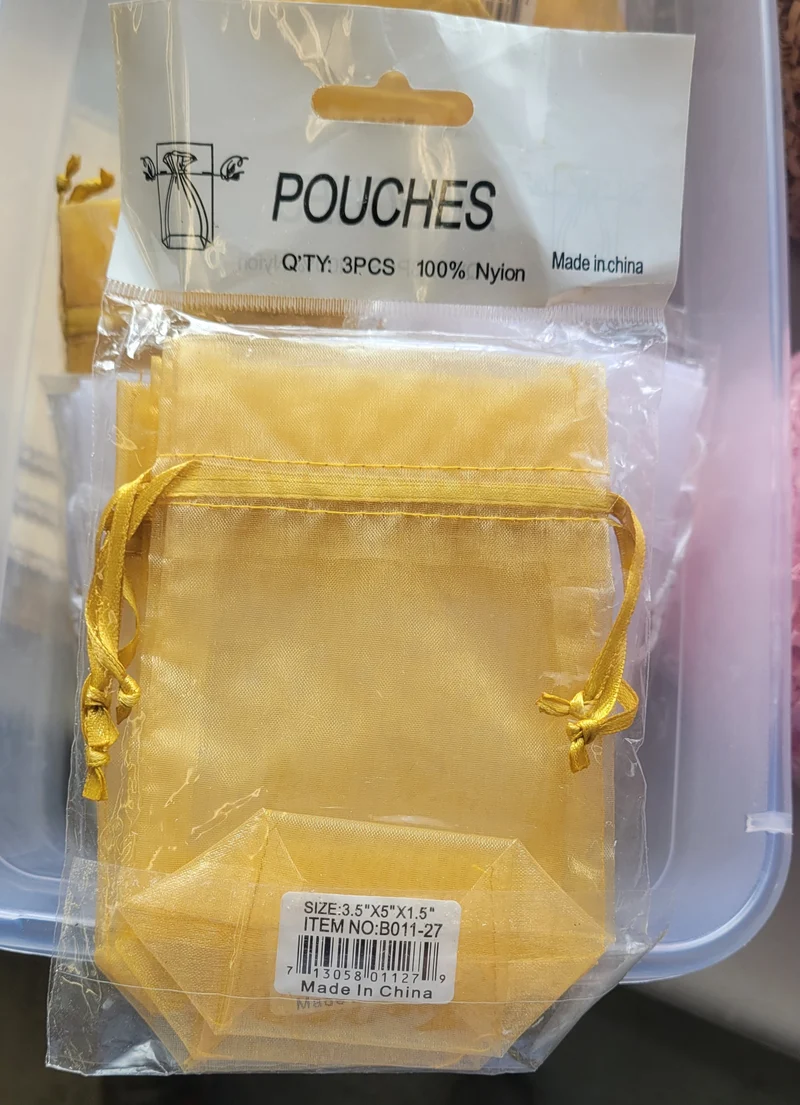 Organza Bags Gold, 3pcs 3"x5"