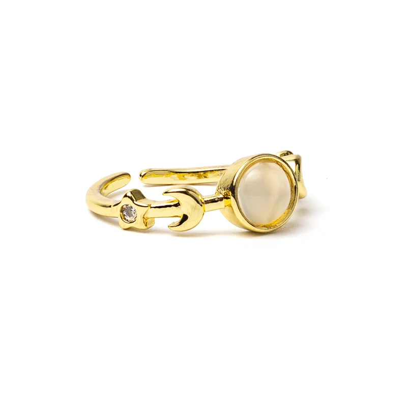 Ring maanfasen met witte agaat